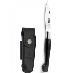 Couteaux Nontron en ébène N° 25 avec étui en cuir noir, manche sabot, lame inox 9 cm