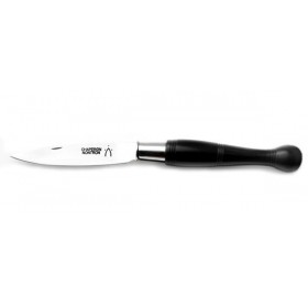 Couteaux Nontron en ébène N° 25 avec étui en cuir noir, manche boule, lame inox 9 cm