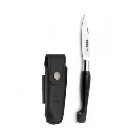 Couteaux Nontron en ébène N° 22 avec étui en cuir noir, manche sabot, lame inox 8 cm