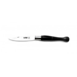 Couteaux Nontron en ébène N° 22 avec étui en cuir noir, manche boule, lame inox 8 cm