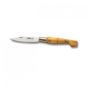 Couteaux Nontron en buis N° 25 avec étui en cuir Fauve, manche sabot, lame inox 9 cm (couteau Nontron N°25)