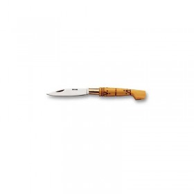 Pack couteaux Nontron en buis N° 22 avec étui en cuir Fauve, manche sabot, lame inox 8 cm (photo couteau)