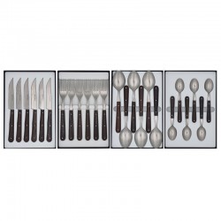Pack éco Nontron - ensemble complet de 24 couverts de table Frêne densifié - couteaux lame Yatagan - admissible lave-vaisselle