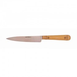 Coffret de 6 couteaux de table Nontron | buis pyrogravé, lame inox 12 cm