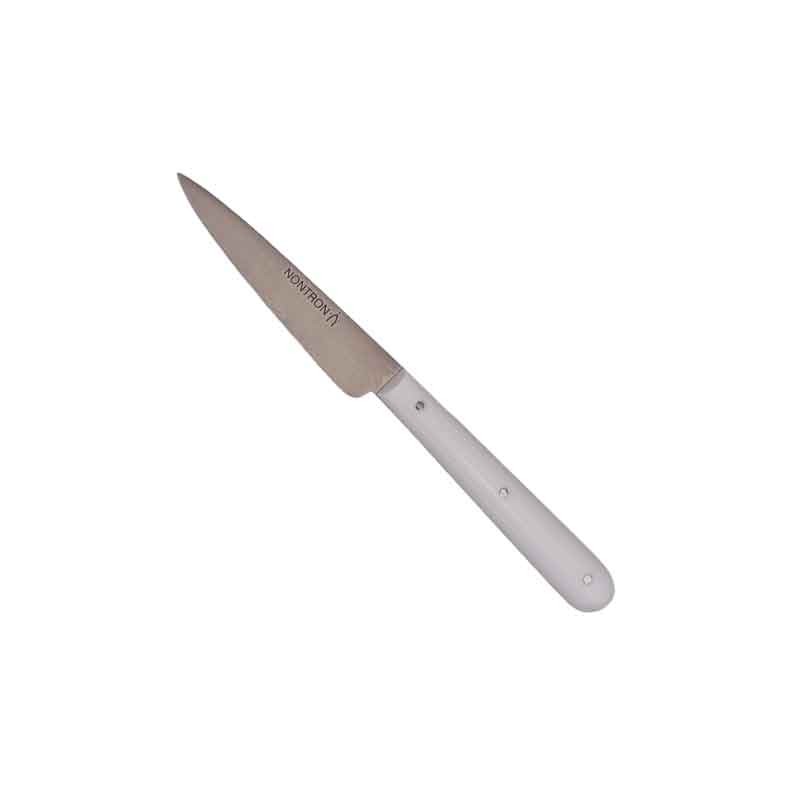 Couteau Nontron d'office blanc en acrylique minéral | lame inox 8 cm