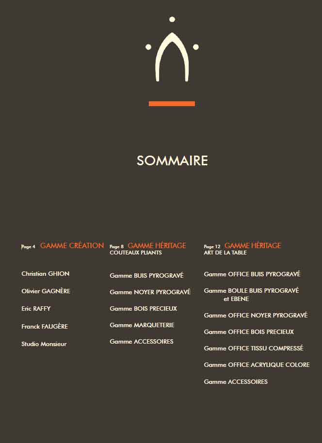 Catalogue général couteaux Nontron 2024 - sommaire